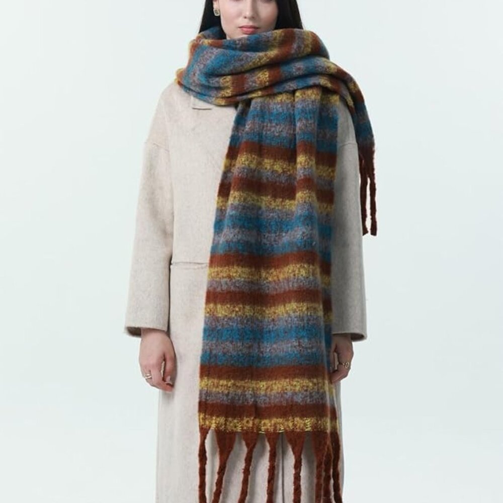 Chunky Oversized Plaid Winter Scarf